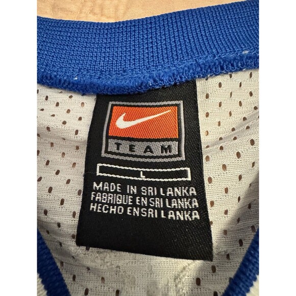 Vintage Nike Team Dallas Mavericks Dirk Nowitzki White Blue Size Large Y2K #41 - Picture 4 of 7